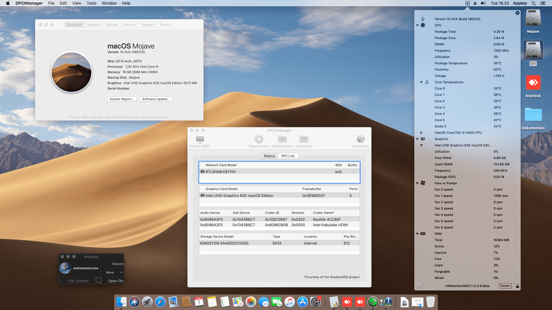Success Hackintosh macOS Mojave 10.14.6 Build 18G103 at Asus Prime H310M-D R2.0 + Intel Core i5 8400
